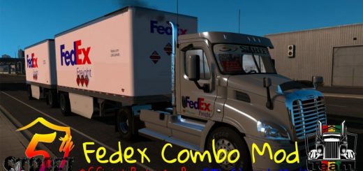 fedex official 28 pup trailer with freightliner day cab truck 1 35 8