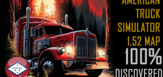 100 opened map in ATS 1.52 with all DLCs incl. Arkansas