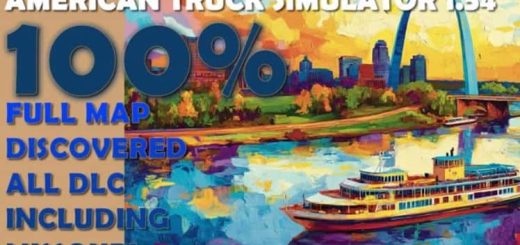 100 opened map in ATS 1.54 with all DLCs incl. Missouri v1.0