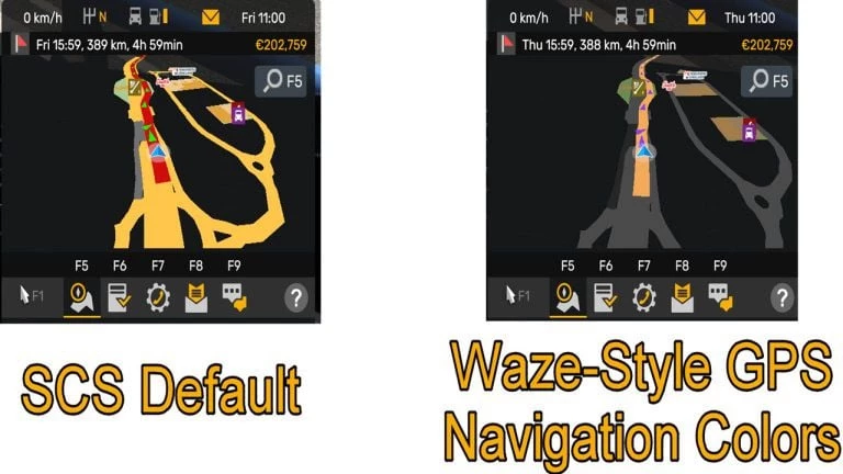 ATS Waze Style GPS Navigation Colors Realistic Dark Mode v1.4 1.55 ATS Waze Style GPS Navigation Colors Realistic Dark Mode v1.4 1.55