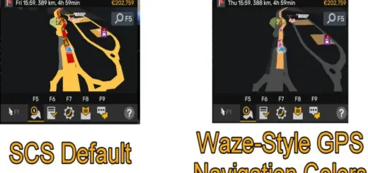 Waze Style GPS Navigation Colors Realistic Dark Mode