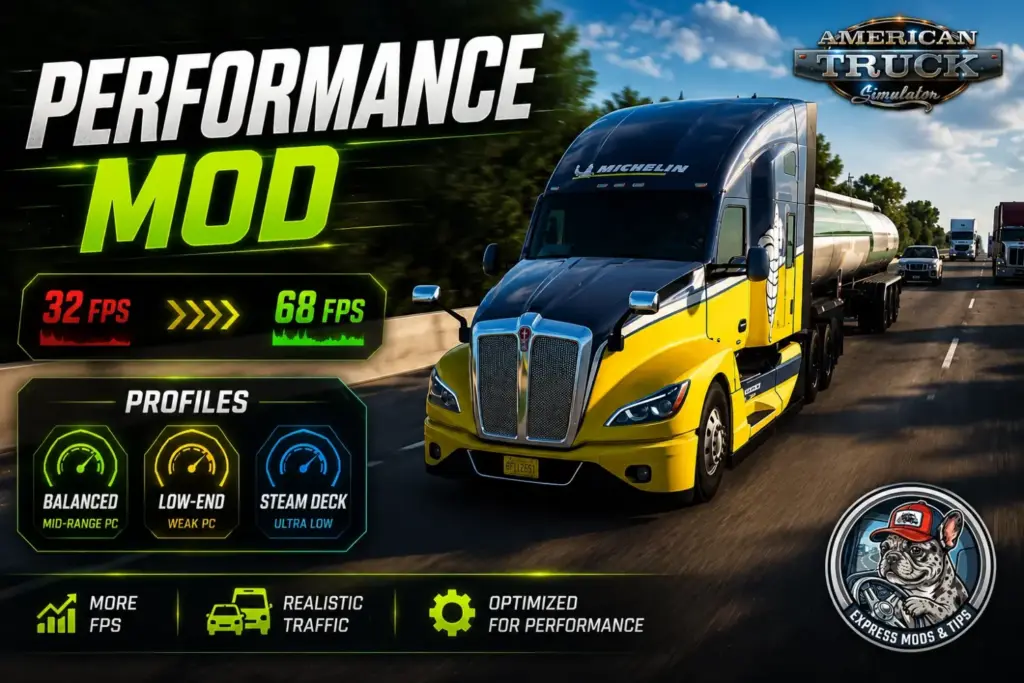 EXPRESS PERFORMANCE MOD ATS Realistic Rush Hour Traffic + FPS Boost 1.60.1.8s
